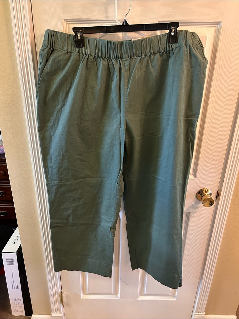 Cropped Elastic-Waist Ankle Pants — Sage Green